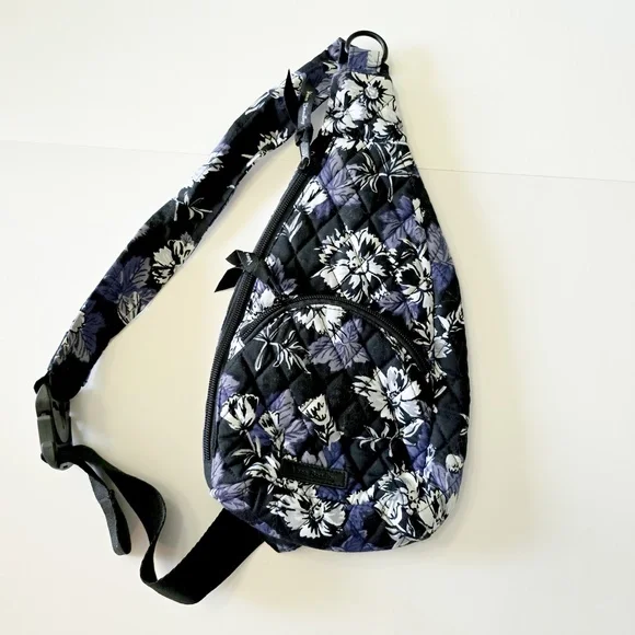 Vera Bradley Quilted Sling Backpack – Black, Purple, Gray & White | Like New - Picture 3 of 8